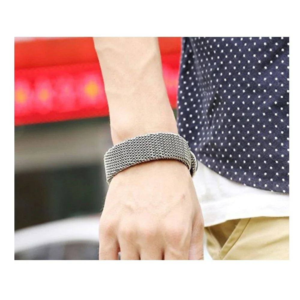 Chain Wrapped Leather Buckle Bracelet Adjustable Surgical Steel
